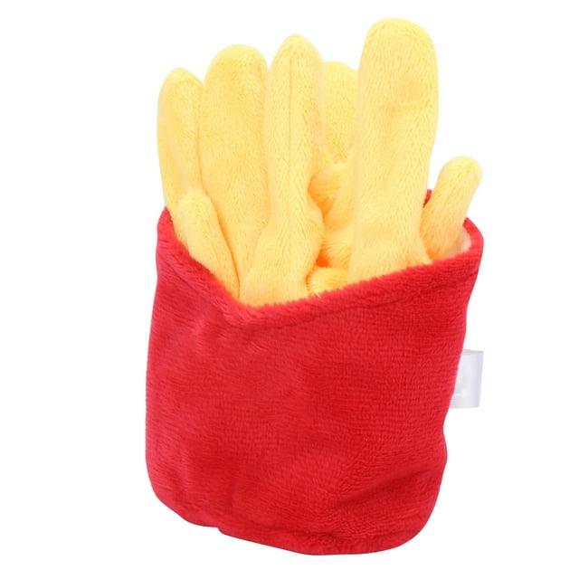 Chien Jouets à Mâcher, Faire un Son Attrayant Imitation Alimentaire Forme Simulation Frites Peluche Peluche Chien Jouet avec Matériel en Peluche pour Soulager l'Anxiété