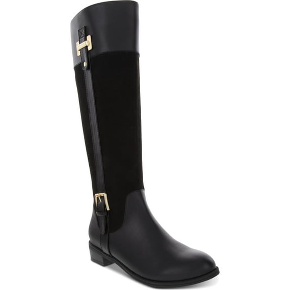 Karen Scott Womens Deliee 2 Faux Leather Riding Boots Black 7 Medium (B,M)