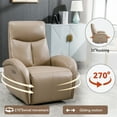 thumbnail image 2 of Aukfa Leatheraire Power Recliner Swivel Glider for Nursery with USB Charge Lumbar Support, Brown, 2 of 9