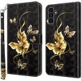thumbnail image 2 of Case for Samsung Galaxy A14 5G Case Wallet with Card Holders - Lovely Colorful Pattern PU Leather Flip Phone Case TPU Shell Folio Cover Women Men for Samsung Galaxy A14 5G Golden Butterfly, 2 of 14