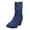 Dark Blue, variant on Women's Fashion Mid Calf Denim Boots Round Toe Platform Side Zip Block Heel Boots with Pocket for Fall Sightseeing Weekend Outings