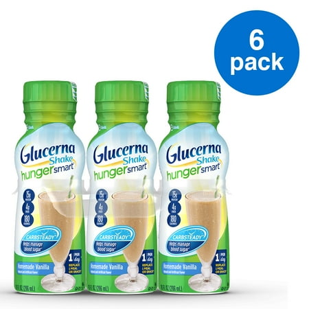 Nutritional Value Pack - Glucerna Hunger Smart Diabetes Nutritional Shake Homemade Vanilla To Help Manage Blood Sugar 10 fl oz Bottles (Pack of 6)