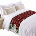 thumbnail image 2 of Bed Runner Scarf for King Size Bed, Christmas Snowman Beds Scarf Throws for Foot of Bedding, Red Black Check Xmas Tree Snowflake Decorative Beds Runners for Bedroom Guestroom, 94"x20", 2 of 8