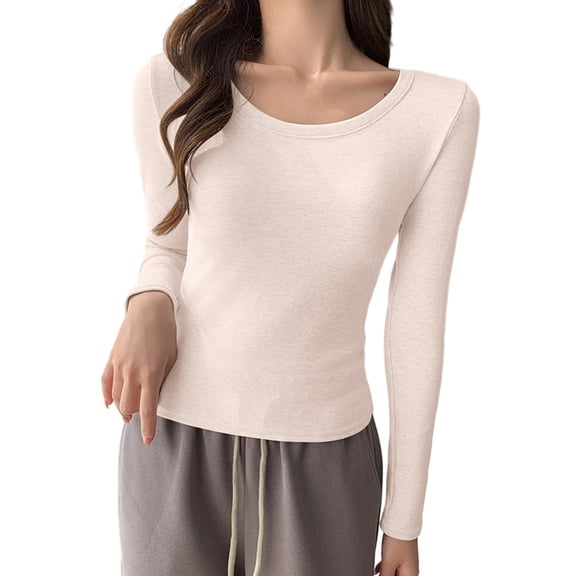 HongQid Womens Long Sleeve Tops Baselayer for Women Crew Neck Soft Casual Slim Stretch Underscrub