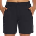thumbnail image 4 of BXJX Womens Bermuda Shorts, Zipper Pocket Elastic Waist Walking Above the Knee Cargo Shorts Dark Gray Size M, 4 of 9