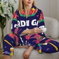 thumbnail image 6 of Honeii Happy Mardi Gras print Women's Pajama Sets Long Sleeve Button Down Sleepwear Nightwear Soft Pjs Lounge Sets-Large, 6 of 7
