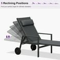 thumbnail image 5 of PURPLE LEAF 3-Piece Patio Lounge Chair Set - Outdoor Chaise Loungers with Aluminum Frame, Armrest, Side Table & Wheels for Poolside Sunbathing & Tanning, Includes Pillows, 5 of 9