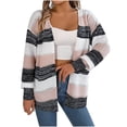 thumbnail image 2 of Chandails pour Femmes Chandails à la Mode pour Femmes Chandail Rayé Tricoté Ample Chandail à Manches Longues Col Rond Cardigan, 2 of 4
