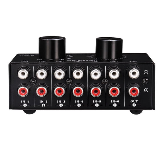 6 Input 1 Audio Signal Switch with Volume Adjustment