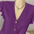 thumbnail image 5 of Mittory Womens Summer Tops Ruffle Cap Sleeve Casual Button V Neck Shirts Dressy Ruched Trendy Blouse Flowy Shirts, 5 of 8