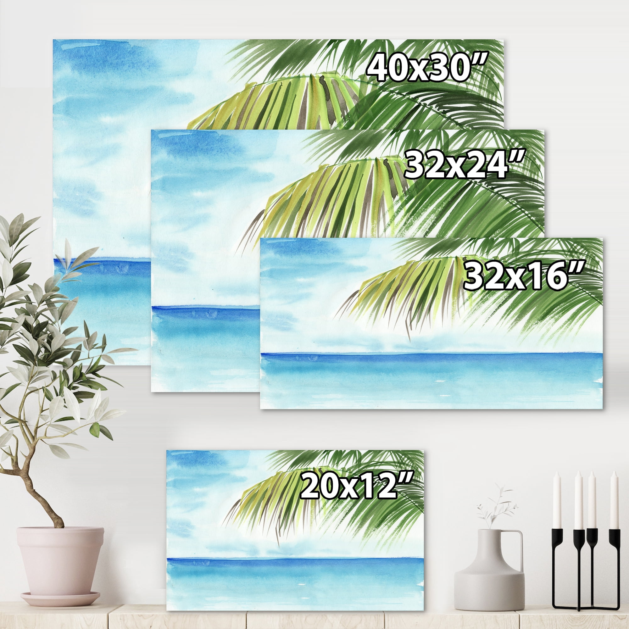 Designart ' Palm Beach Resort At Sunrise III ' Nautical & Coastal Canvas Wall Art Print
