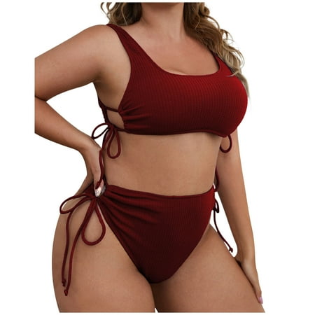 

BELLZELY Sports Bras for Women Clearance Women Plus Size Fashion Cute Solid Swimsuit Bikini Set Two Piece Suit