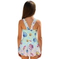 thumbnail image 5 of COEQINE Girls One Piece Bathing Suit, Scoop U-Neck & V Back Playful Swimsuit with Attached Skirt, Beach Swim Dress for Kids Age 10-11, Machine Washable, Colorful Seashell Mermaid Scales, 5 of 8