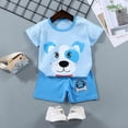 thumbnail image 2 of Gibobby Toddler Boy Summer Cartoon Printed Short Sleeve T-Shirt Shorts 2Pc Outfit Set Soft Casual Dailywear Clothes for Infant Kids 6‑18M 1‑6 Years Little Boys(6-12 Months,Blue), 2 of 4