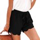 thumbnail image 2 of Pantalones cortos en capas de cintura alta para mujer, pantalones cortos casuales de pierna ancha con dobladillo con volantes de Color sólido con cordones para verano, 2 of 5