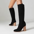 thumbnail image 2 of Bottes à Talons Hauts en Daim Automne et Hiver pour Femmes - Design à Tête Ronde à la Mode Non--On pour un Port Confortable au Quotidien, 2 of 9