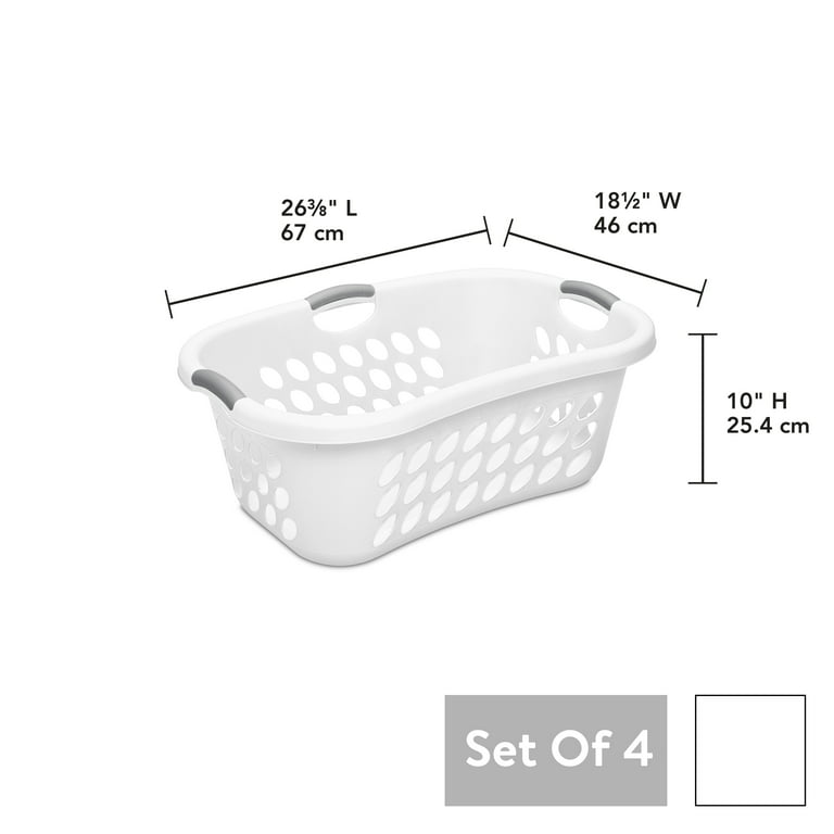 Sterilite 1.5 Bushel Plastic Stackable Laundry Basket, White (24 Pack)