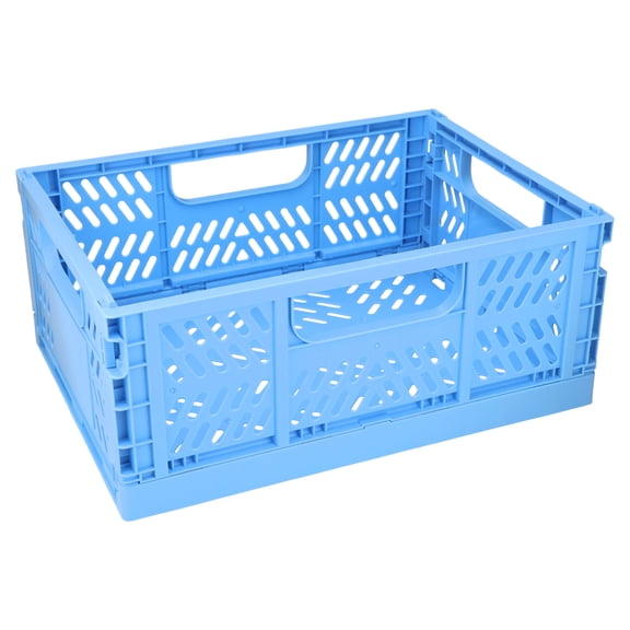 Pen+Gear Small Plastic Collapsible Crate, Blue, 11.41" x 8.26" x 4.72"