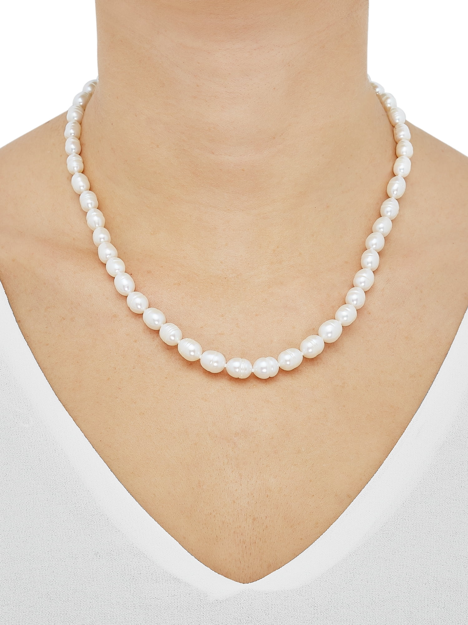 ネックレス・ペンダント +ENGBROX+ amelia pearl flower necklace EBNL24029RB Essentials by Honora Oval White Baroque Freshwater Pearls