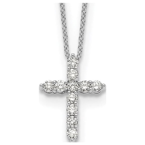 1/2 Carat (Ctw) Lab-Grown Diamond Cross Pendant Necklace in 14K White Gold with Chain for Women