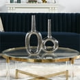 thumbnail image 3 of Jennifer Taylor Home Riza 16" & 14" Open Ceramic Vases Set of 2 Hammered Silver, 3 of 9