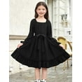 thumbnail image 4 of Oudiya Girls Long Sleeve Fall Dresses Formal Party Holiday Swing Flowy Ruffle Midi Dress, 5-13Y, 4 of 7