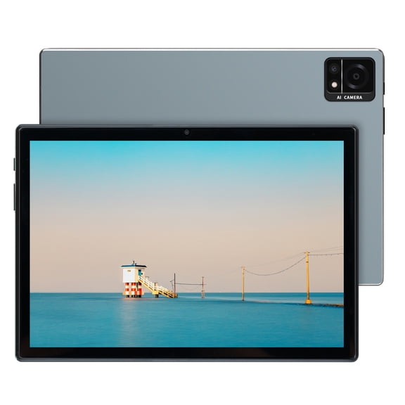 10.1 Inch Android Tablet, 4GB RAM 32GB ROM, Dual Camera, WiFi, Bluetooth, Dual SIM, Quad-Core, HD IPS Display, 4000mAh Battery, Gray Blue for Learning, Gaming, Business
