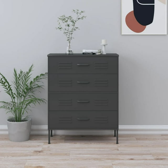 vidaXL Commode Anthracite 80x35x101.5 cm Acier