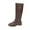 Coffee, variant on Fuwddey Knee High Boots for Women Fashion Casual Winter Long Boots Solid Color Round Toe Side Zipper Chunky Heel Low Heel Knee-High Boots
