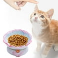 thumbnail image 1 of Ceramic Raised Cat Bowl Womerer y el alimentador Proteja el cuello para mascotas Extra anchos Anti -Vómitos para gatitos pequeños, medianos y grandes Azul, 1 of 10