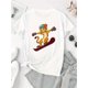 thumbnail image 2 of Women's Skiing Leopard Graphic Tee - Playful Animal Print, Casual Short Sleeve Crewneck T-Shirt, Lightweight & Comfortable for Summer Fun, 2 of 6