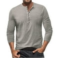 thumbnail image 1 of Fall Shirts for Men Men Casual Solid V-neck Long Sleeve Pullover Breathable Shirt Blouse Tops, 1 of 7