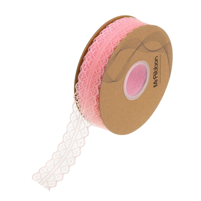 Unique Bargains 1.2 Inch Wide 50 Yard Lace Ribbon Floral Pattern Dark Pink Lace Trim Ribbon for Gift Wrapping, Wedding Decor