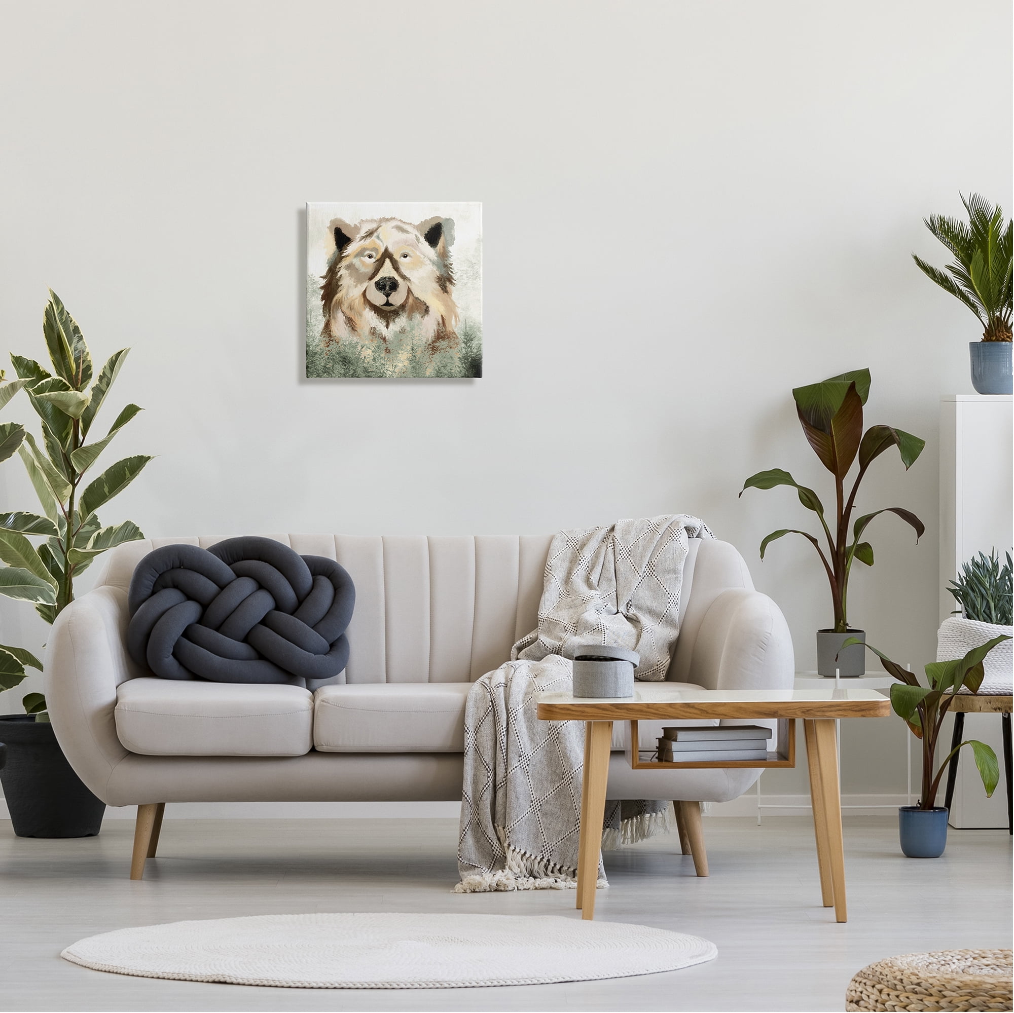 Stupell Bear Wildlife Nature Forest Trees Animals & Insects Painting Gallery Wrapped Canvas Print Wall Art