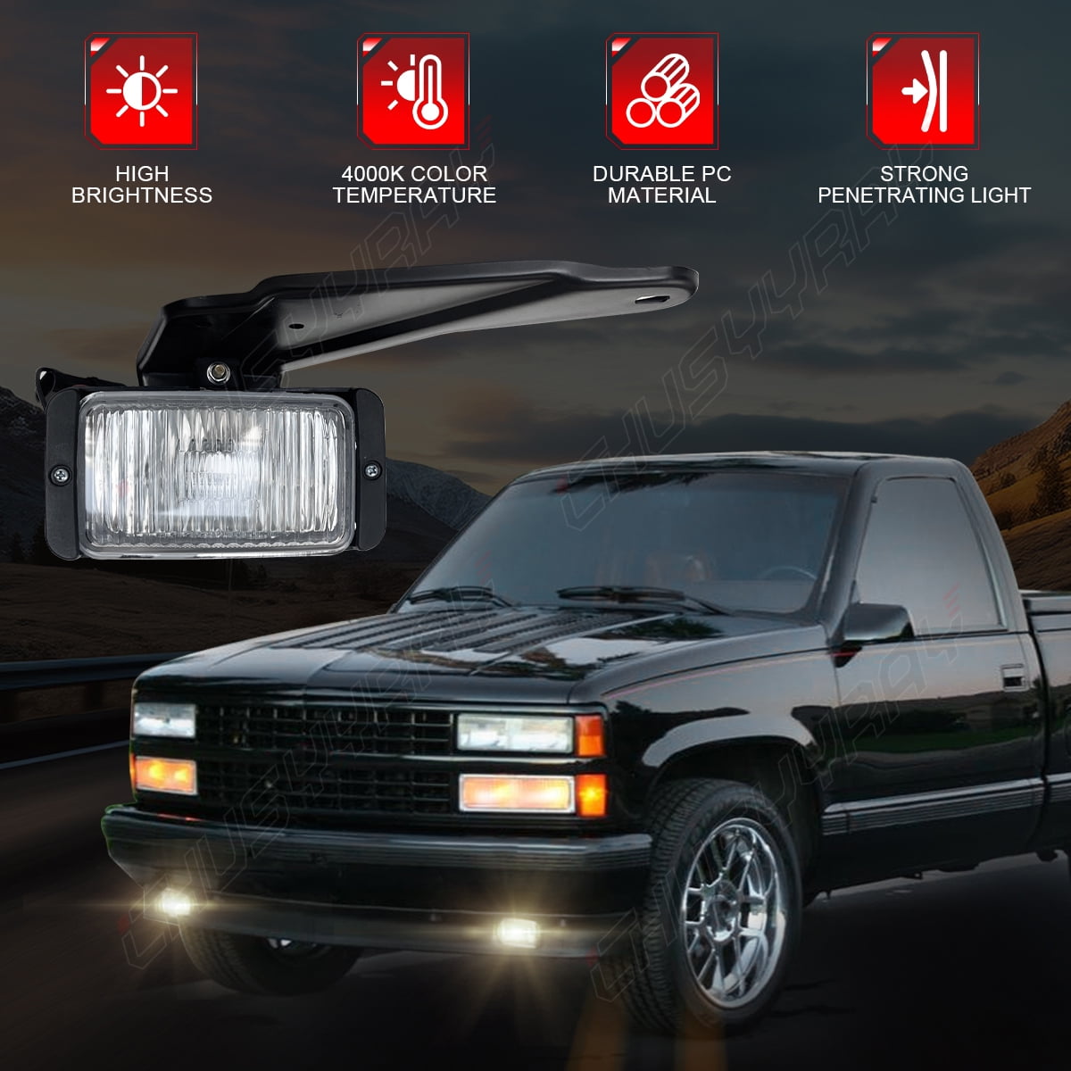 2x 4000k white Fog Lights for 1988-1997 1998 Chevy GMC C/K 1500 2500 3500