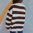 thumbnail image 4 of YABCSAZ Sweaters for Women Casual Crewneck Striped Sweaters Long Sleeve Fuzzy Knit Shirts Oversized Chunky Warm 2024 Fall Pullover Loose Fit Soft Sweaters Top Trendy Outfits, 4 of 6