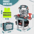 thumbnail image 4 of Ensemble d'Outils pour Tout-Petits - Jeu de Simulation Banc d'Outils pour Enfants Atelier - Kit DIY 83p avec Perceuse Électrique Réaliste Jouets de Construction pour Garçons Filles et Tout-Petits - Établi pour Âges 3, 4, 5 Autocollants Gilet (Vert), 4 of 6