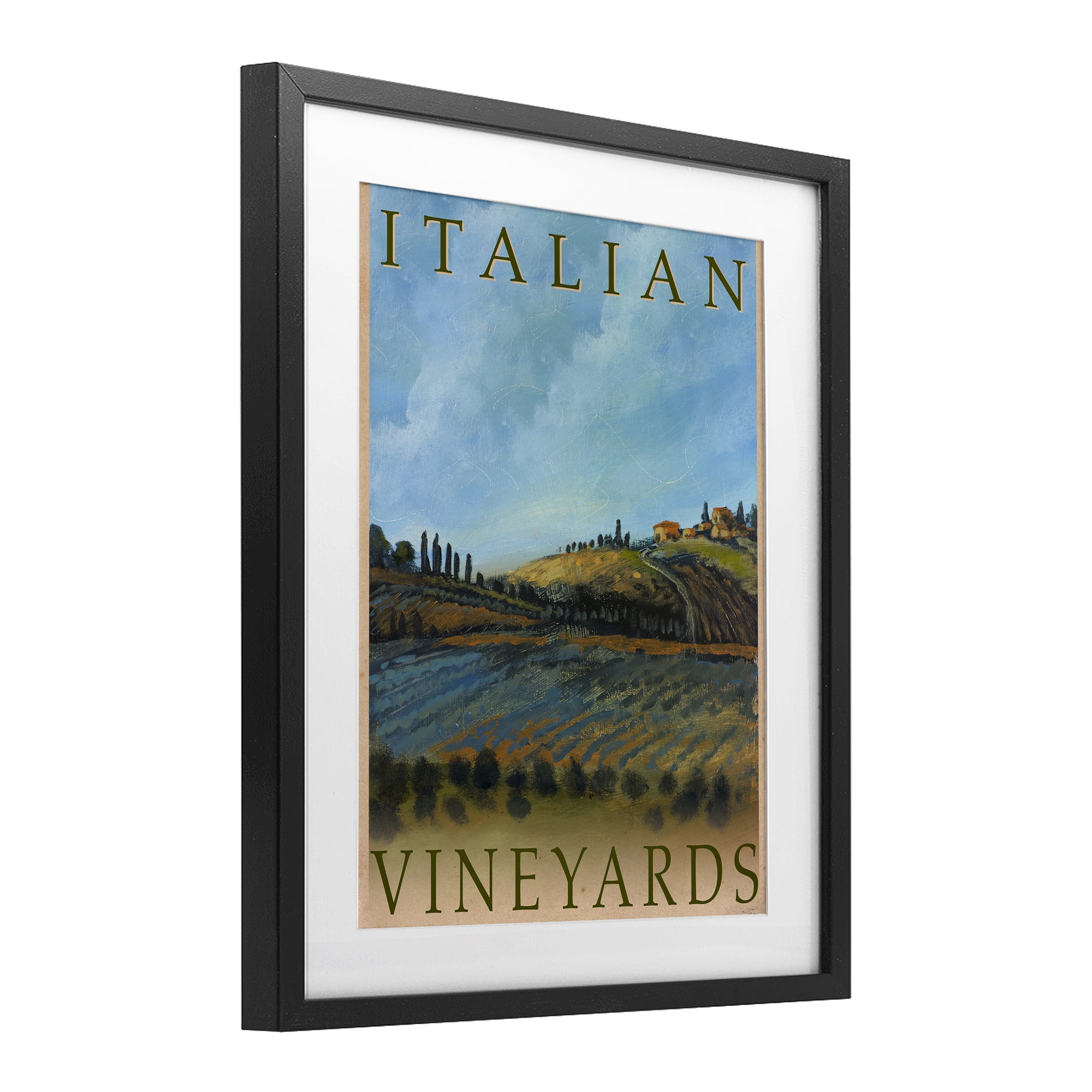 Stupell Industries Italian Vineyards Vintage Poster Black Framed Print Under Glass, design by Kingsley