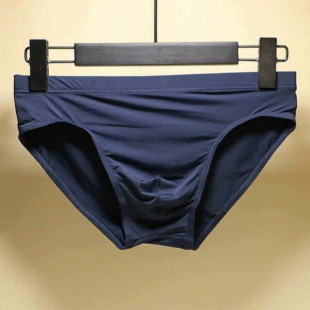 Ropa interior de seda de hielo para hombre, conjunto de pantalones cortos de cintura baja de moda, transpirables y suaves de nailon