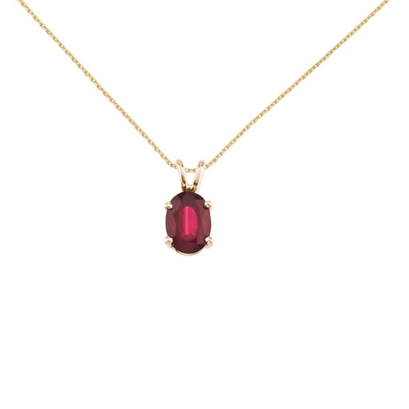14k Yellow Gold Oval Ruby Pendant with 18" Chain