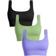 thumbnail image 1 of SURJDE Women's 3 Piece Medium Support Tank Top Ribbed Seamless Removable Cups Workout Exercise Sport Bra, 1 of 3