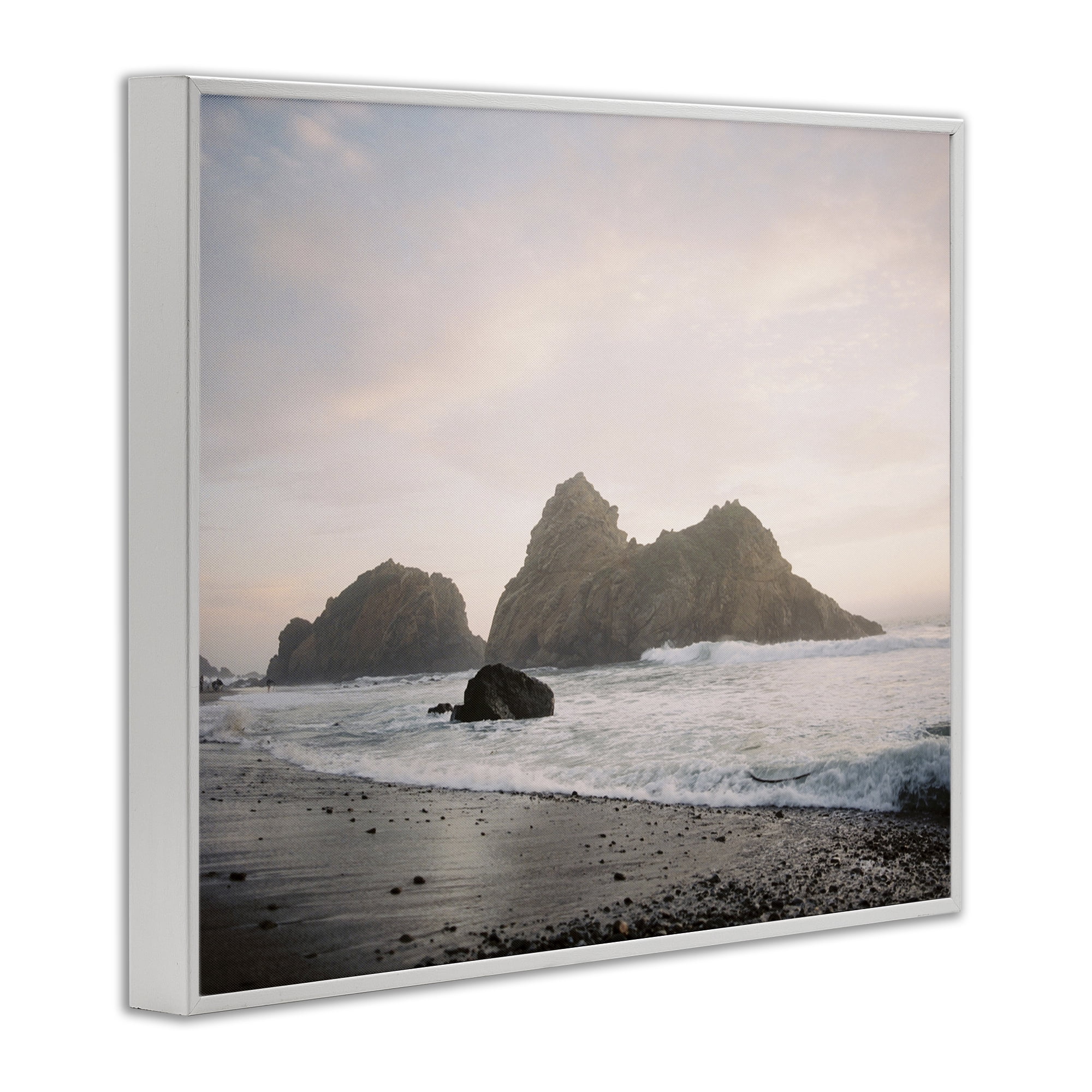 Stupell Industries Seaside Cliffs Landscape Landscape Photography White Framed Art Print Wall Art, 14 x 11