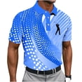 thumbnail image 2 of Fnnxeal Mens Golf Polo Shirt Print Button Short Sleeves Collared Casual Summer Blue Polo Shirts for Men Size M, 2 of 5