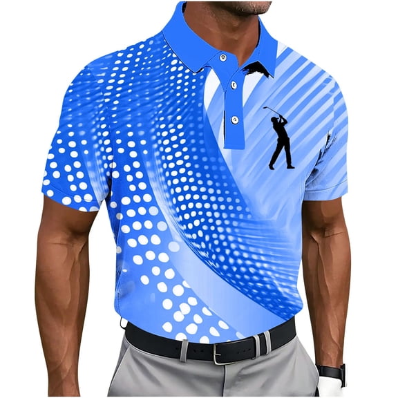 Felirenzacia Big and Tall Men’s Durable Stitch Polo Shirt, Short Sleeve Comfort Stretch Casual Golf Top, Blue,L