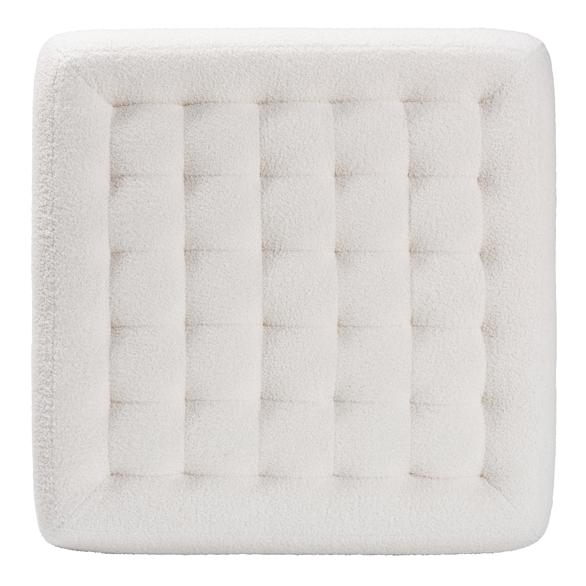 Baxton Studio Athena Modern and Contemporary Ivory Boucle Upholstered and Black Finished Wood Square Ottoman
