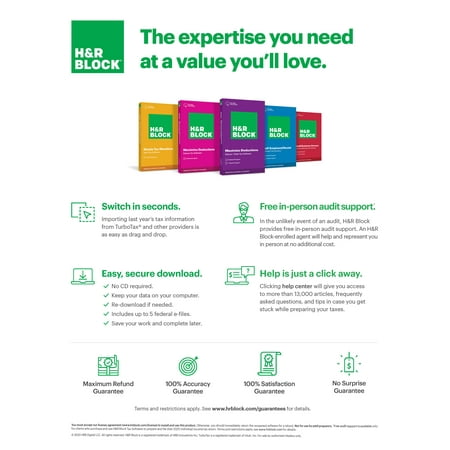 H&R Block Tax Software Deluxe+State 2020 - Windows, Mac