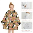 thumbnail image 6 of Boston Terrier and Flower Blanket Hoodies for Kids 6-13YR Oversize Wearable Blanket Hoodies for Boys Girls Teens, 6 of 7