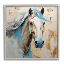 Stupell Industries Modern Stallion Portrait Animals & Insects Painting Gray Framed Art Print Wall Art, 24 x 24