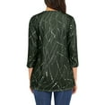 thumbnail image 3 of Women Round Neck Printed High-Low Hem 3/4 Sleeve Top, 3 of 5