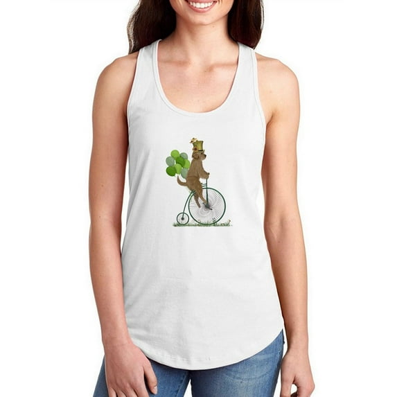 Dog On A Unicycle Racerback Tank Women -Fab Funky Designs, Female Small